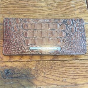 Brahmin Tan Leather Crocodile Embossed Wallet